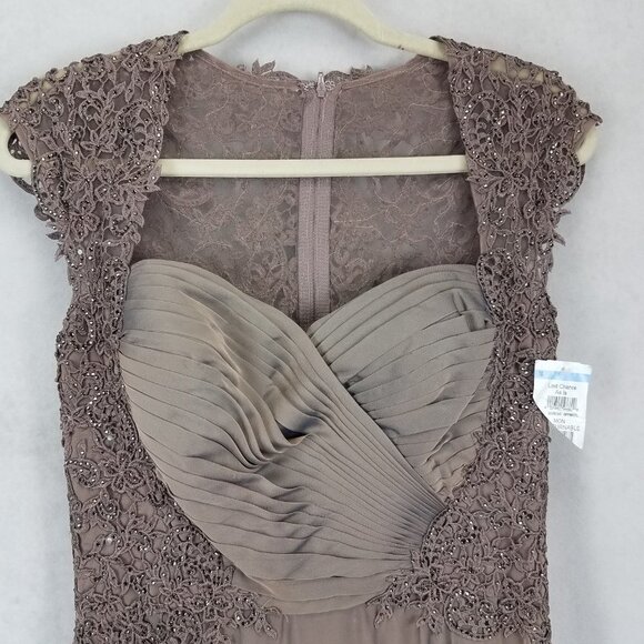 La Femme Size 6 Cocoa 21661 Ruched Chiffon A-line Gown Long Maxi Dress - Picture 4 of 14